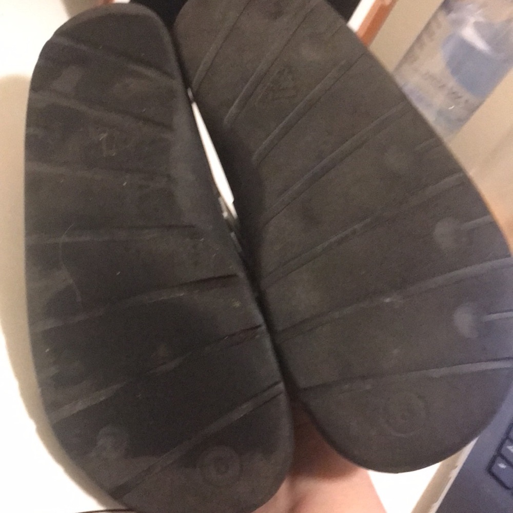 Adidas Black Slide Sandals with White Stripes Size 9 - Picture 2 of 2